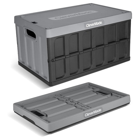 62L Heavy Duty Collapsible Storage Bins With Lids (Stone)