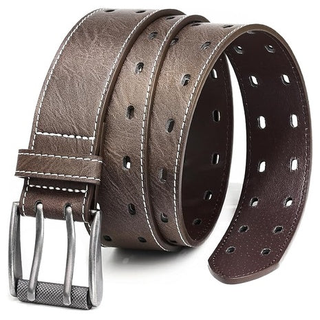 Men's Classic Double-Prong Faux Leather Belt