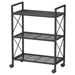 3-Tier Metal Mesh Storage Rack w/ Wheels