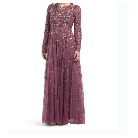 Mac Duggal Long Sleeve Embellished Gown