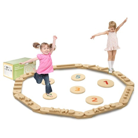 15-Piece Kids Wooden Balance Beam & Stepping Stones