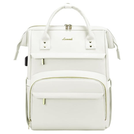17″ PU Leather Laptop Backpack with USB Port
