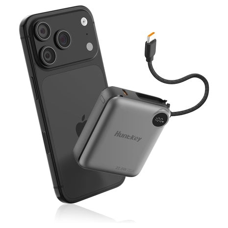 10000mAh 22.5W Mini Portable Charger with Built-in Cable