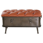 River Of Goods 17" Tufted Faux Leather Metal Storage Bench