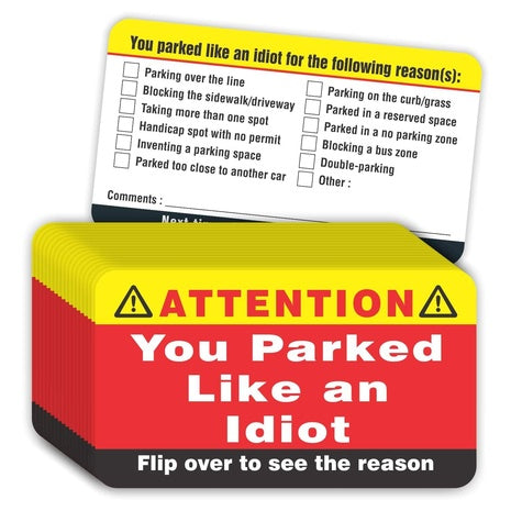 100 You Parked Like An Idiot Business Cards