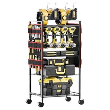300lbs 5-Tier Power Tool Organizer Cart W/ Rolling Drill Holder