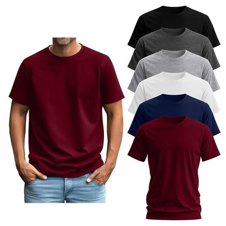 6-Pack Ficerd Men's Big And Tall Shirts Short Sleeve Cotton Tee