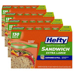 520 Hefty XL Press to Close Plastic Sandwich Expand and Fill Food Storage Bags
