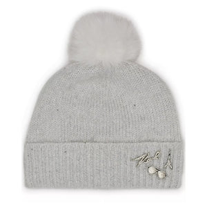 Karl Lagerfeld Paris Women's Pom Pom Detail Beanie