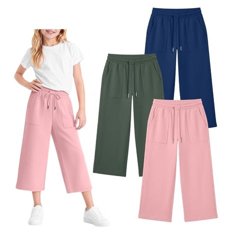 3-Pack Girl's Loose Wide Leg Capri Pants (5 To 14 Years)