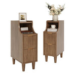 Set Of 2 Winston Porter 7.87" Fluted Nightstands With 2 Drawers & Storage