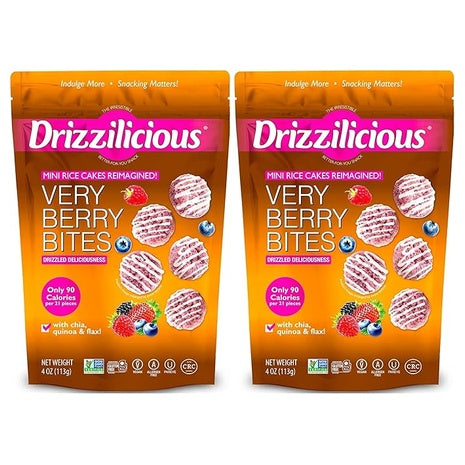 2 Bags Drizzilicious Very Berry Mini Rice Cakes (4oz)