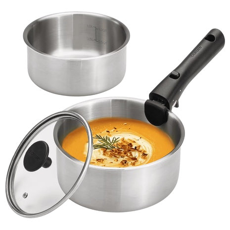 4-Piece Carote Stainless Steel Saucepan Set With Detachable Handle