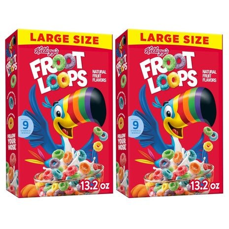 2 Large Boxes Froot Loops Breakfast Cereal
