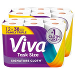 12 Family Triple Rolls (=38 Reg) Viva Paper Towels