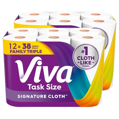 12-Pack Viva Signature Cloth Paper Towels Family Triple Rolls