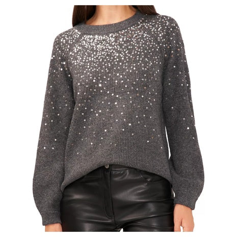 Vince Camuto Women's Cozy Crewneck Sequined Raglan-Sleeve Sweater