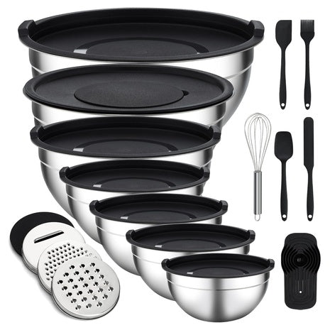 16-Piece Unokit Stainless Steel Nesting Mixing Bowl Set W/ Lids