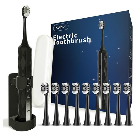 Sonic Electric Toothbrush w/ 10 Brush Heads & Travel Case