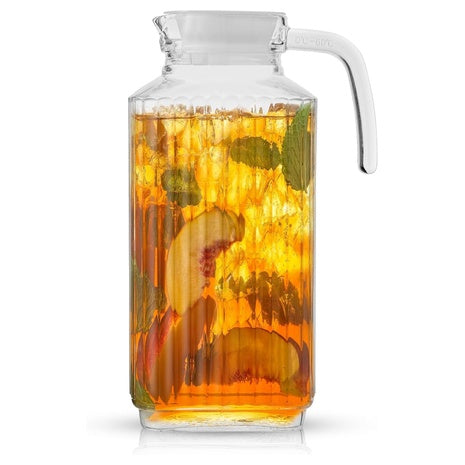 JoyJolt 60oz Glass Pitcher with 2 Lids