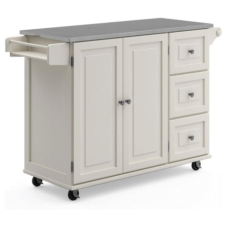 Rolling Kitchen Island Cart with Stainless Steel Top