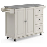 Rolling Kitchen Island Cart with Stainless Steel Top