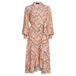 Gilded Chain Print Midi Dress