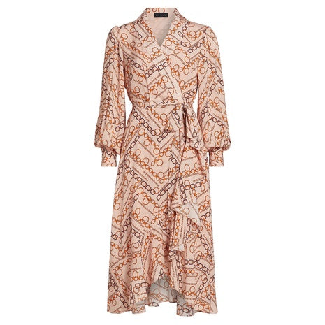Gilded Chain Print Midi Dress