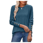 Women's Button Cuff Ribbed Sweater Top (8 Colors)