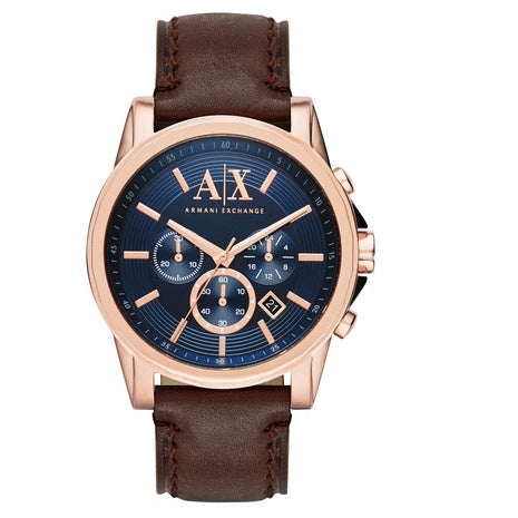AX Armani Exchange Men's Chronograph Dark Brown Leather Strap Watch