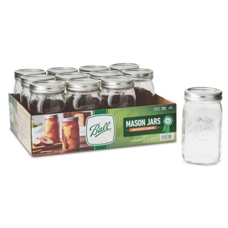 12 Ball 32oz Wide Mouth Glass Mason Jars With Lids