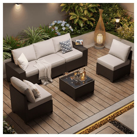 6 Piece All Weather Sectional With Coffee Table