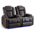 TUNYI Home Theater Recliner Chair (Brown, 2 Seat)