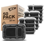 50 2-Compartment Meal Prep Containers