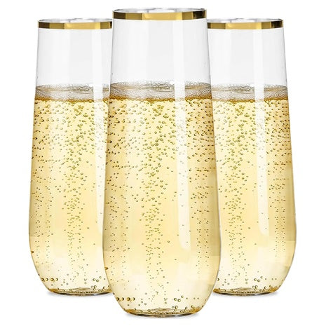24 Gold Plastic Champagne Flutes