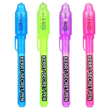 4 Invisible Ink Spy Pens with UV Light
