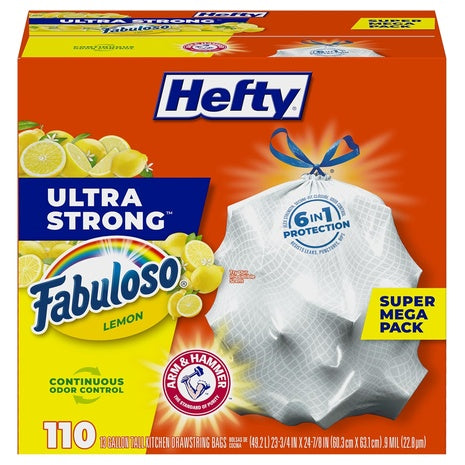 110 Hefty Ultra Strong 13 Gallon Trash Bags