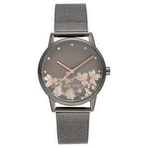 Nine West Women's Floral Dial Mesh Bracelet Watch
