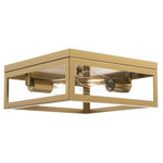 Better Homes & Gardens 12" Farmhouse Square Gold Flush Mount Ceiling Light (Brass)