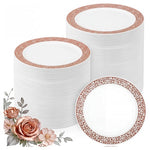 100-Piece Rose Gold Plastic Dessert Plates