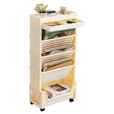 5-Tier Rolling Magazine Cart