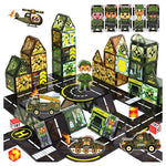 63-Piece Army Magnetic Tiles Set with Vehicles & Soldiers