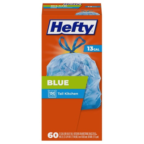 60 Hefty 13-Gallon Blue or Clear Trash Bags