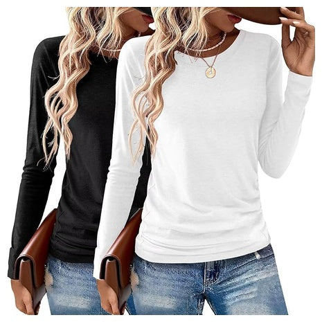 2-Pack Women's Crewneck Casual Basic T-Shirts