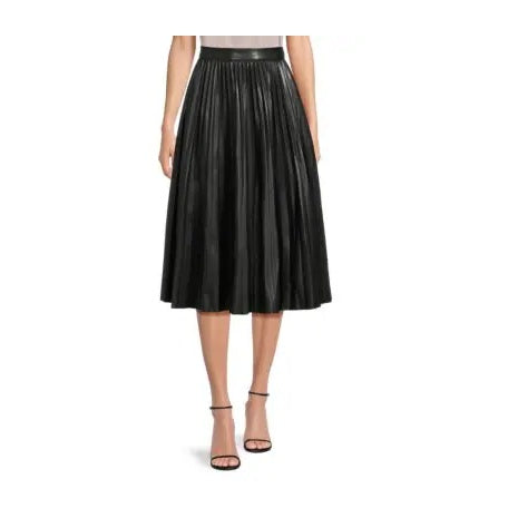 Women's Pleated Faux Leather Skirt