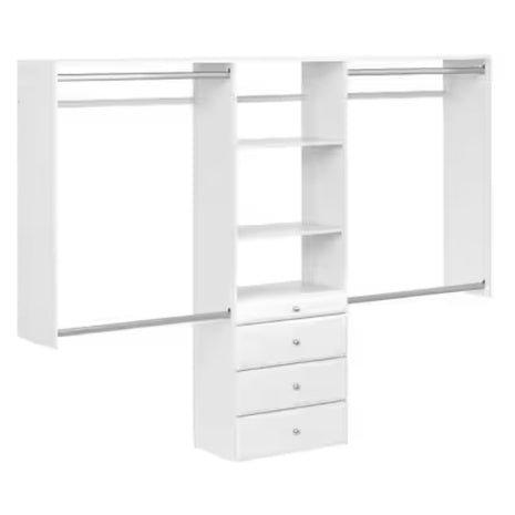 60" W - 96" W Tower Wall Mount 6-Shelf Wood Closet System