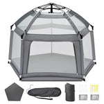 Portable Baby Playpen with Inflatable Mattress & Sunshade