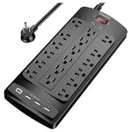 18-Outlet Surge Protector Power Strip With 4 USB Ports