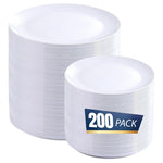 200 White Heavy Duty Plastic Plates