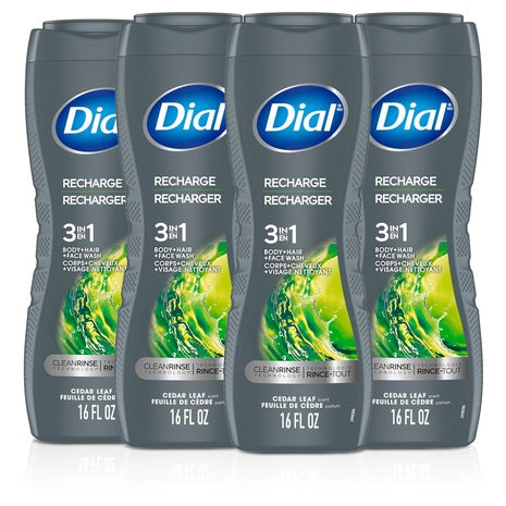 8 Bottles Dial Men Recharge 3-in-1 Body, Hair & Face Wash